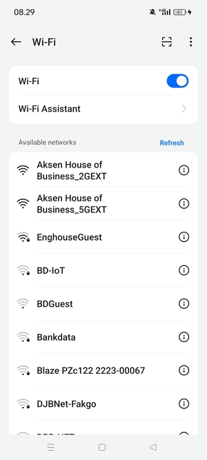 Select the wireless network you want to connect to