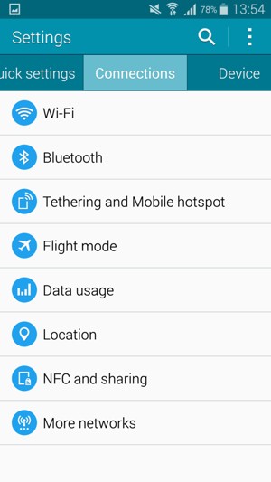 Select Connections and Tethering and Mobile hotspot