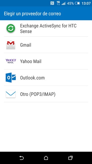 Seleccione Gmail o Hotmail (Outlook.com)