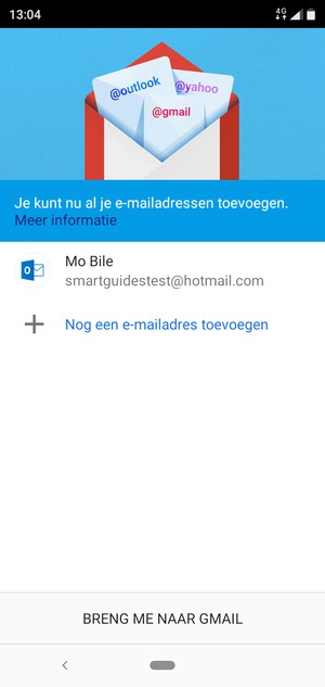 Selecteer BRENG ME NAAR GMAIL