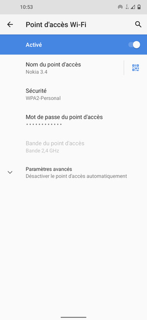 Votre téléphone est maintenant configuré pour être utilisé comme modem