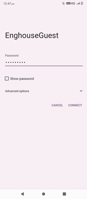 Enter the Wi-Fi password and select CONNECT