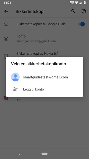 Velg sikkerhetskopi-kontoen din