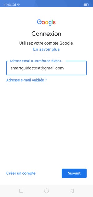 Saisissez votre adresse Gmail et sélectionnez Suivant