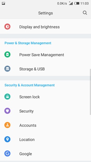 Scroll to and select Power Save Management