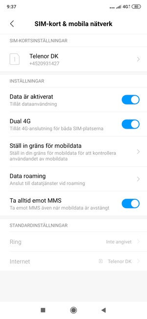 Välj Data roaming