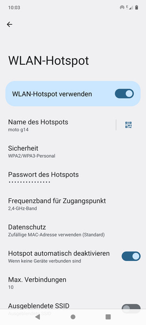 Ihr Handy ist jetzt für die Verwendung als Modem eingerichtet