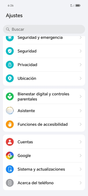 Desplácese y seleccione Sistema y actualizaciones