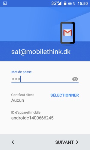 Saisissez votre mot de passe et sélectionnez SUIVANT