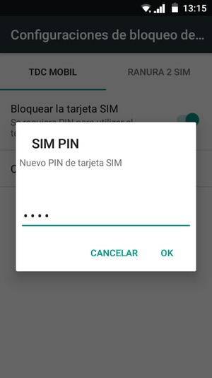 Introduzca su Nuevo PIN de la tarjeta SIM y seleccione OK