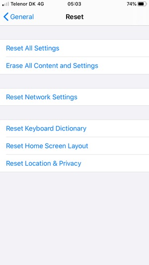 Select Erase All Content and Settings