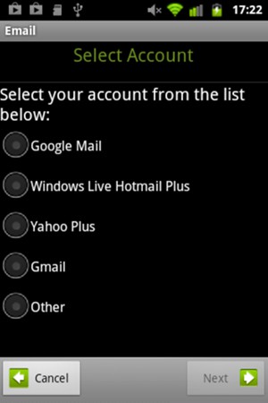 Select Gmail or Windows Live Hotmail Plus and select Next