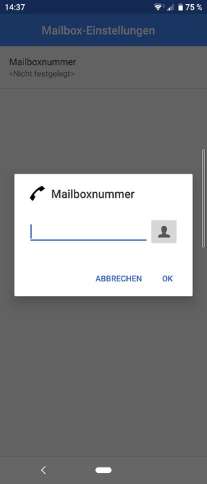 Geben Sie die Mailboxnummer ein und wählen Sie OK