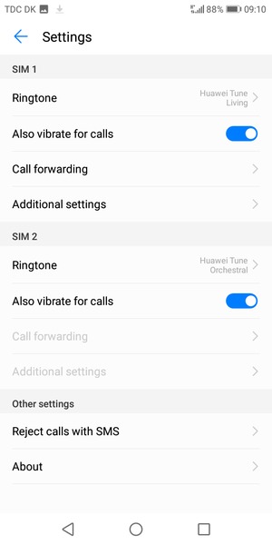 Scroll to SIM 1 or SIM 2 and select Additional settings