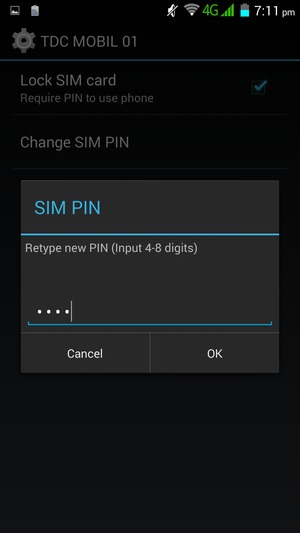 Confirm your new SIM PIN and select OK