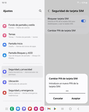 Introduzca su Nuevo PIN de la tarjeta SIM y seleccione Aceptar