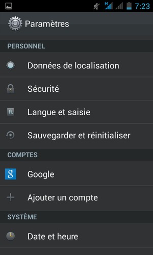 Faites défiler et sélectionnez Google