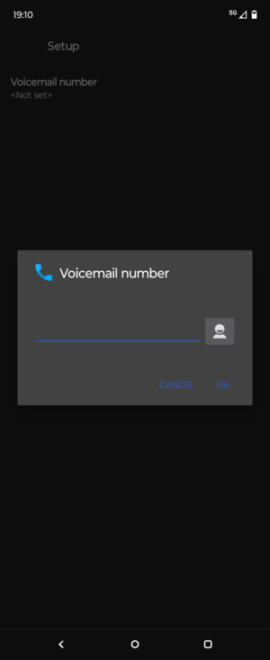 Enter the Voicemail number and select OK