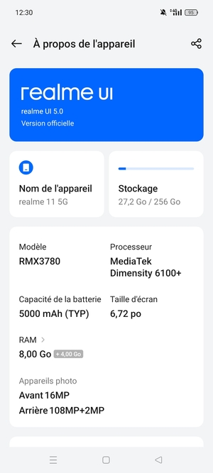 Sélectionnez realme UI