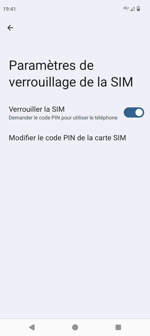 Sélectionnez Modifier le code PIN de la carte SIM