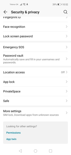 Scroll to and select More settings