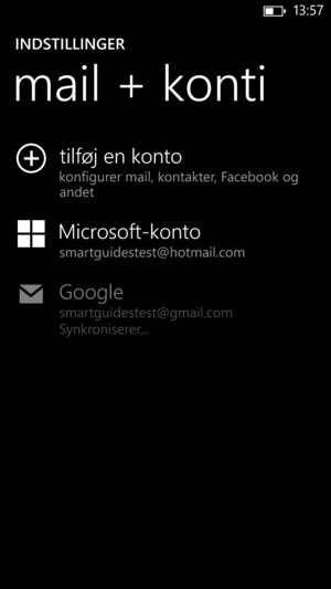 Dine kontakter fra Google vil nu blive synkroniseret til din Lumia.