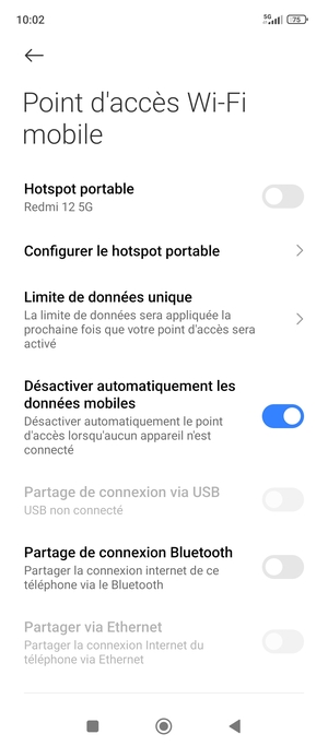 Sélectionnez Configurer le hotspot portable