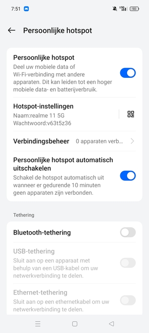 Uw telefoon is nu geïnstalleerd voor gebruik als modem