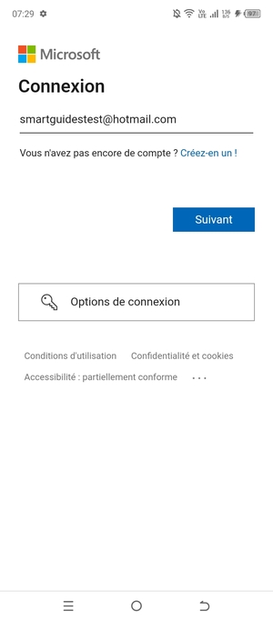 Saisissez votre adresse Hotmail et sélectionnez Suivant