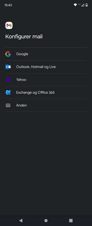 Vælg Outlook, Hotmail og Live