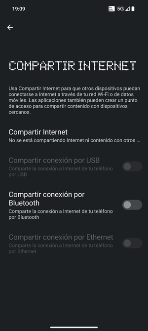 Seleccione Compartir Internet