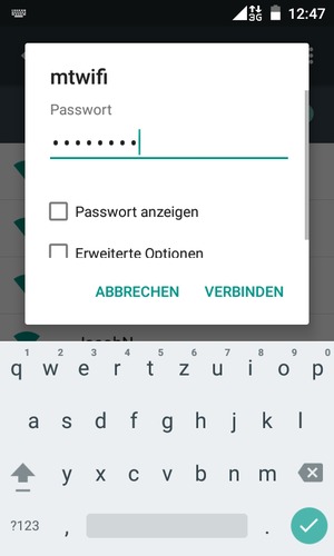 Geben Sie das WLAN-Passwort ein und wählen Sie VERBINDEN