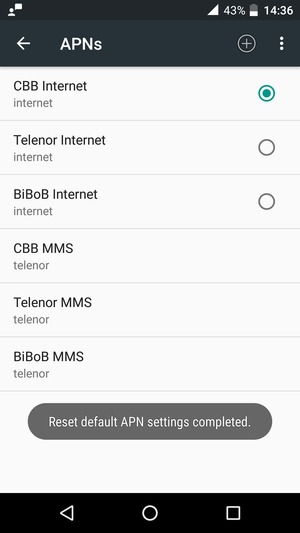 Your phone will reset to default Internet and MMS settings
