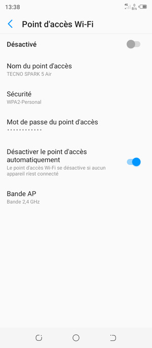 Activer le Point d'accès Wi-Fi