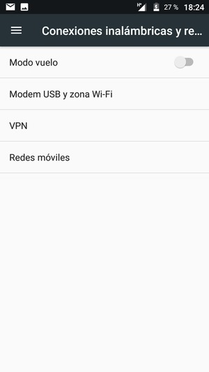 Seleccione Modem USB y zona Wi-Fi