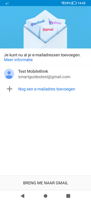 Selecteer BRENG ME NAAR GMAIL