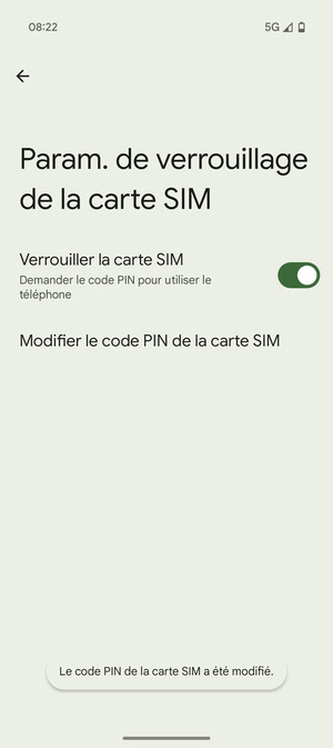 Votre code PIN de la carte SIM a été modifié