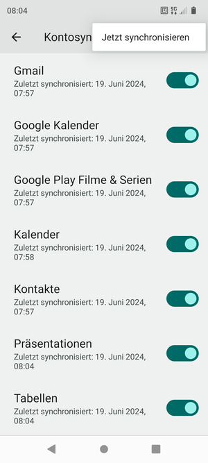 Wählen Sie Jetzt synchonisieren
