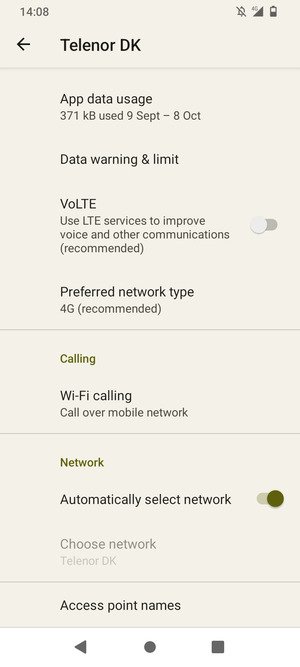 Turn off Automatically select network