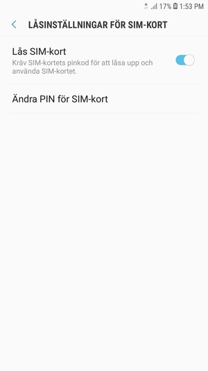 Välj Ändra PIN för SIM-kort