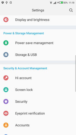 Scroll to and select Power save management