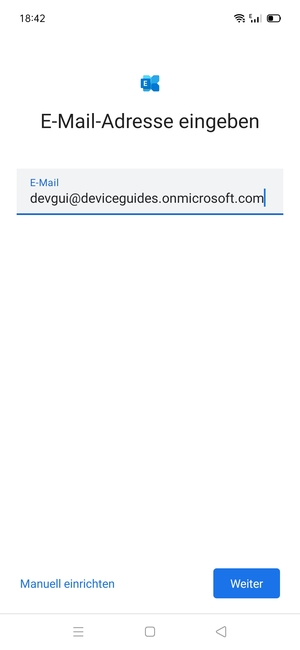 Geben Sie Ihre E-Mail-Adresse ein und wählen Sie Manuell einrichten