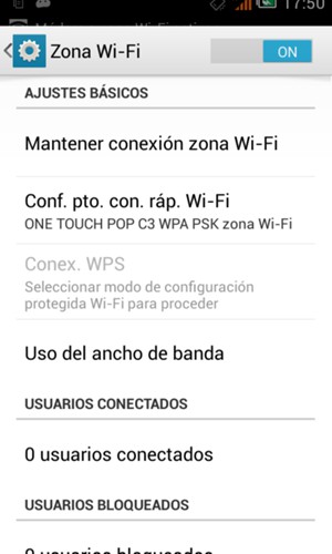 Configurar Zona Wi-Fi en ON