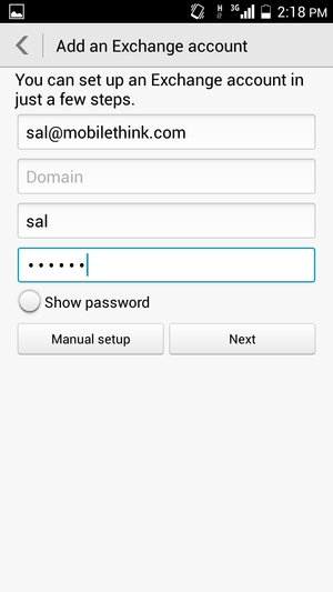 Enter your Email address, Username and Password. Select Next