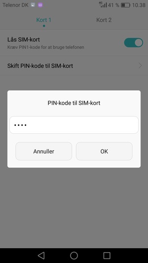 Indtast din Nuværende
PIN-kode til SIM-kort og vælg OK
