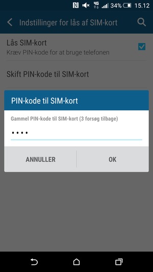 Indtast din Gammel PIN-kode til SIM-kort og vælg OK