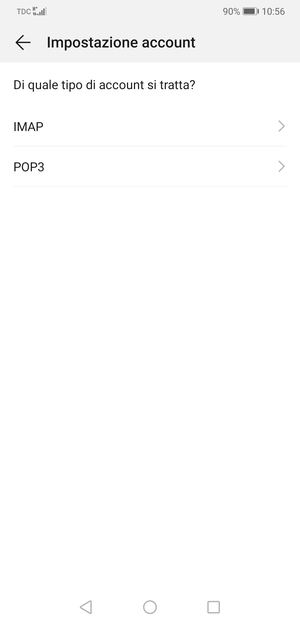Seleziona IMAP o POP3