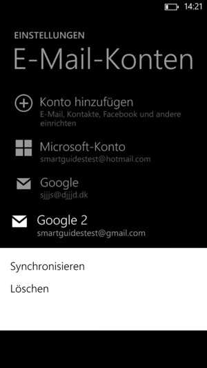 Drücken und halten Sie Ihr Google Konto und wählen Sie Synchronisieren