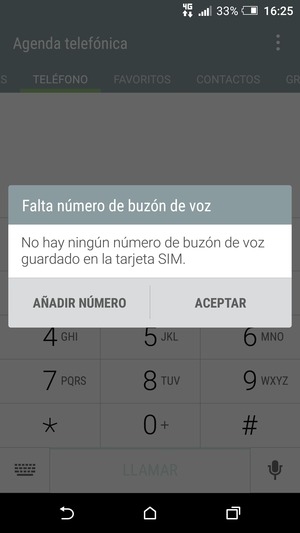 Si el correo de voz no está configurado, seleccione AÑADIR NÚMERO