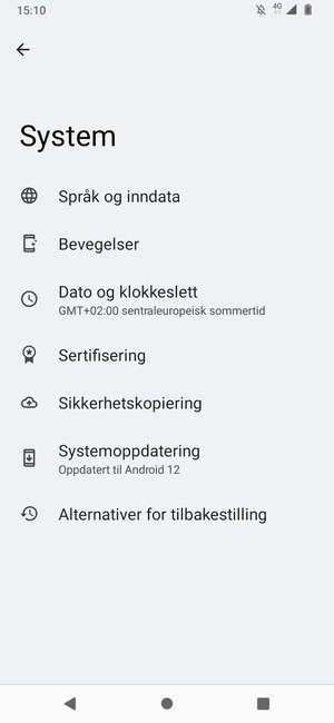 Velg Sikkerhetskopiering